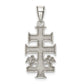 Sterling Silver Antiqued Caravaca Double Cross W/Angels Crucifix Pendant