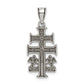 Sterling Silver Antiqued Caravaca Double Cross W/Angels Crucifix Pendant