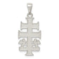 Sterling Silver Polished Caravaca Double Cross W/Angels Crucifix Pendant