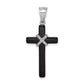 Sterling Silver Rhodium-Plated Onyx Cross Pendant