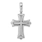 Sterling Silver Rhodium-Plated Brushed/Polished Cross Pendant