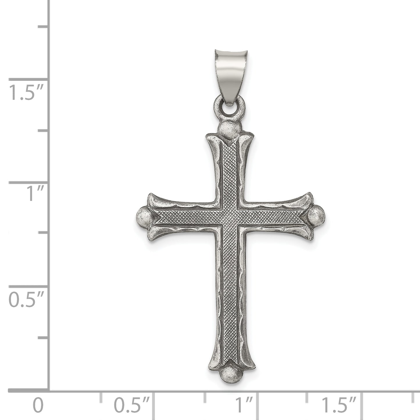 Sterling Silver Antiqued, Polished And Brushed Latin Cross Pendant