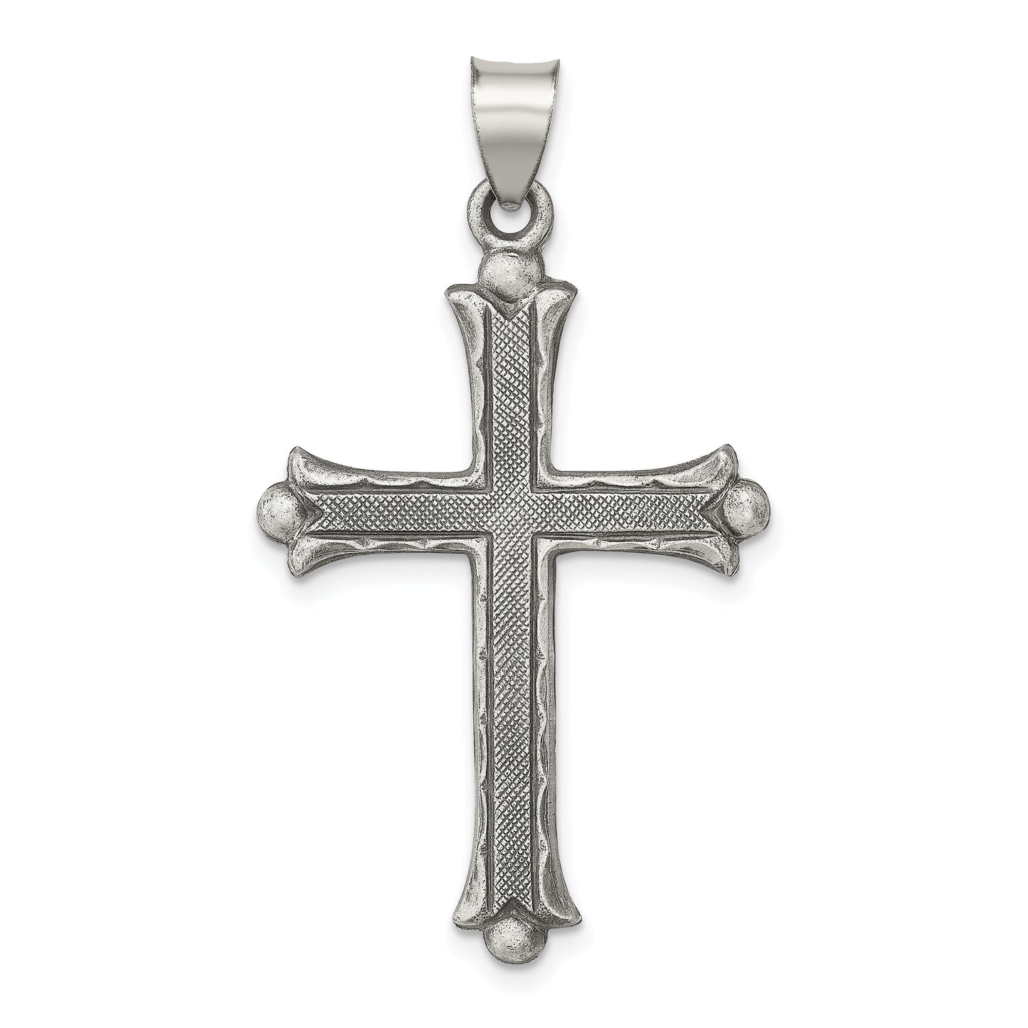 Sterling Silver Antiqued, Polished And Brushed Latin Cross Pendant