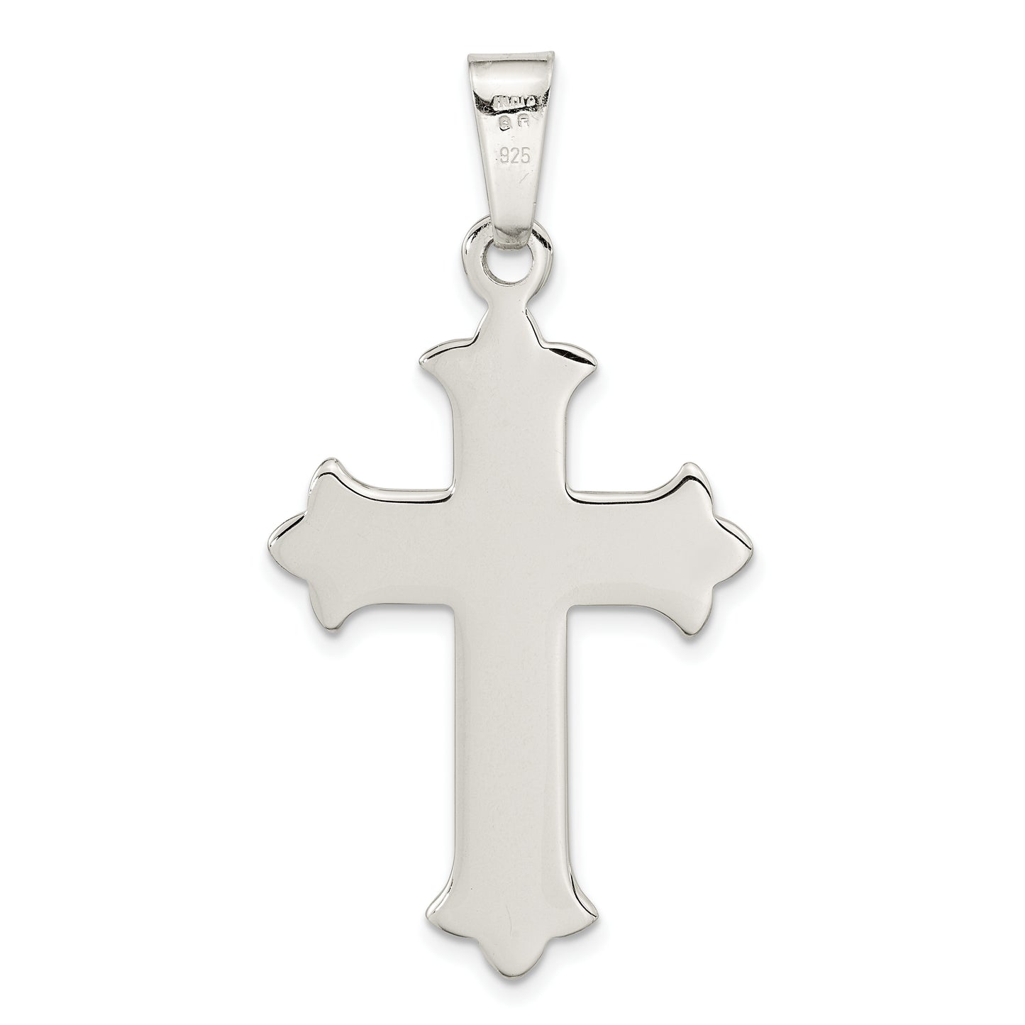 Sterling Silver Polished Textured Cross Pendant