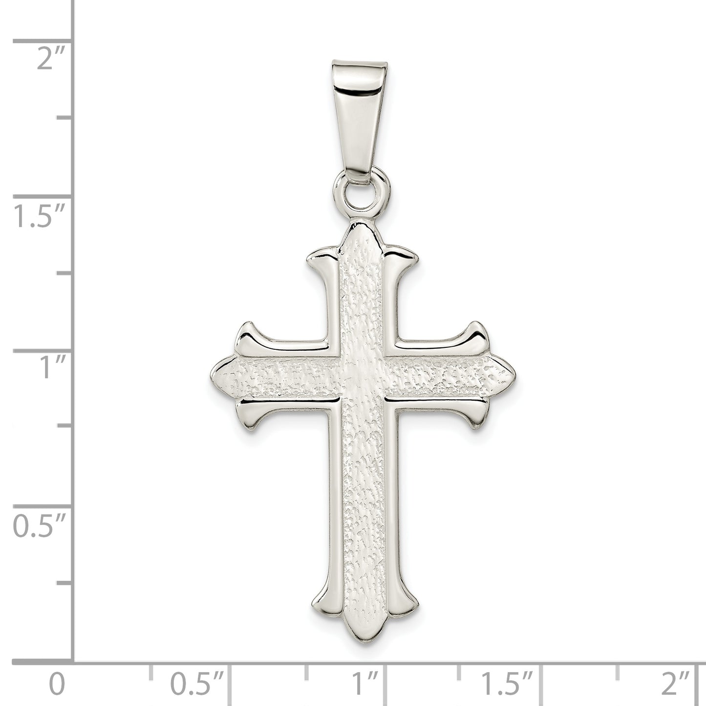 Sterling Silver Polished Textured Cross Pendant