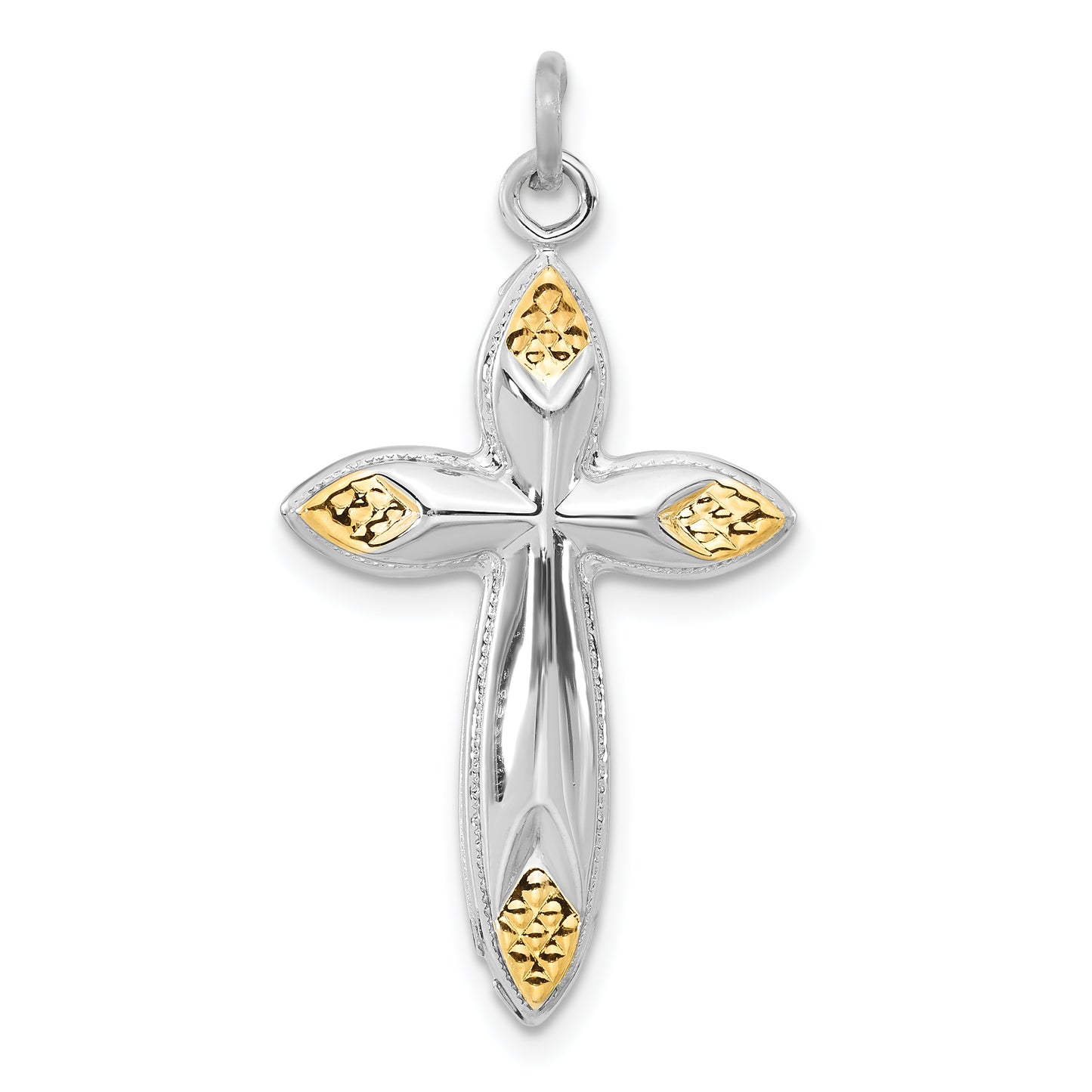 Sterling Silver & Gold-Tone Hollow Passion Cross Pendant