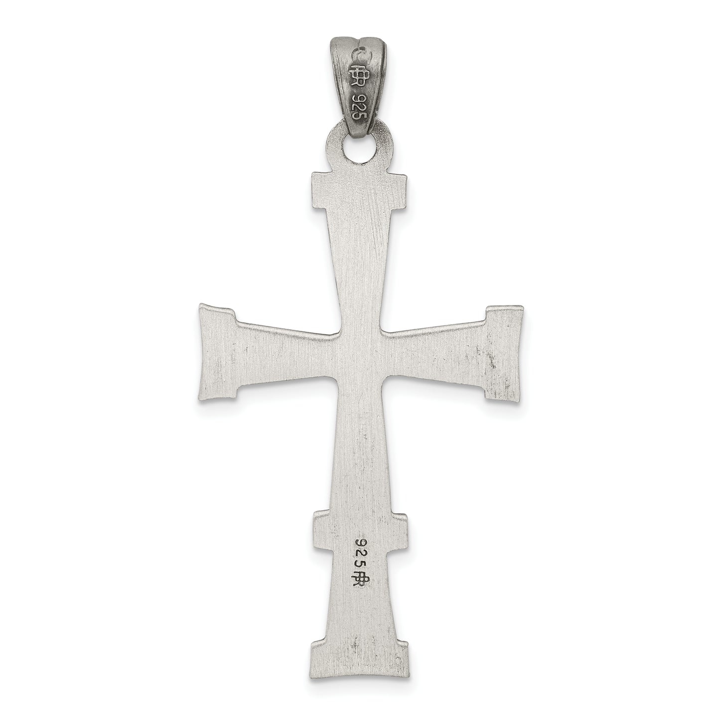 Sterling Silver Antiqued, Polished And Brushed Latin Cross Pendant