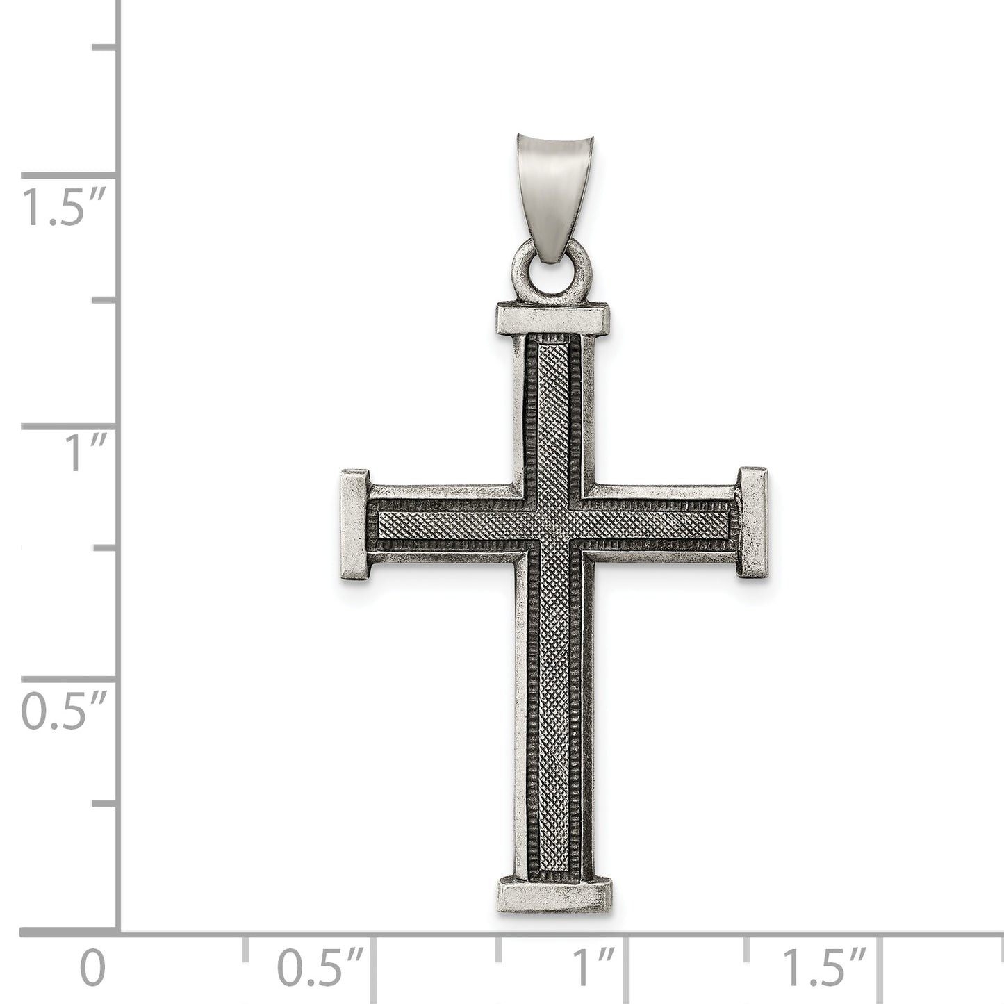 Sterling Silver Antiqued, Polished And Brushed Latin Cross Pendant