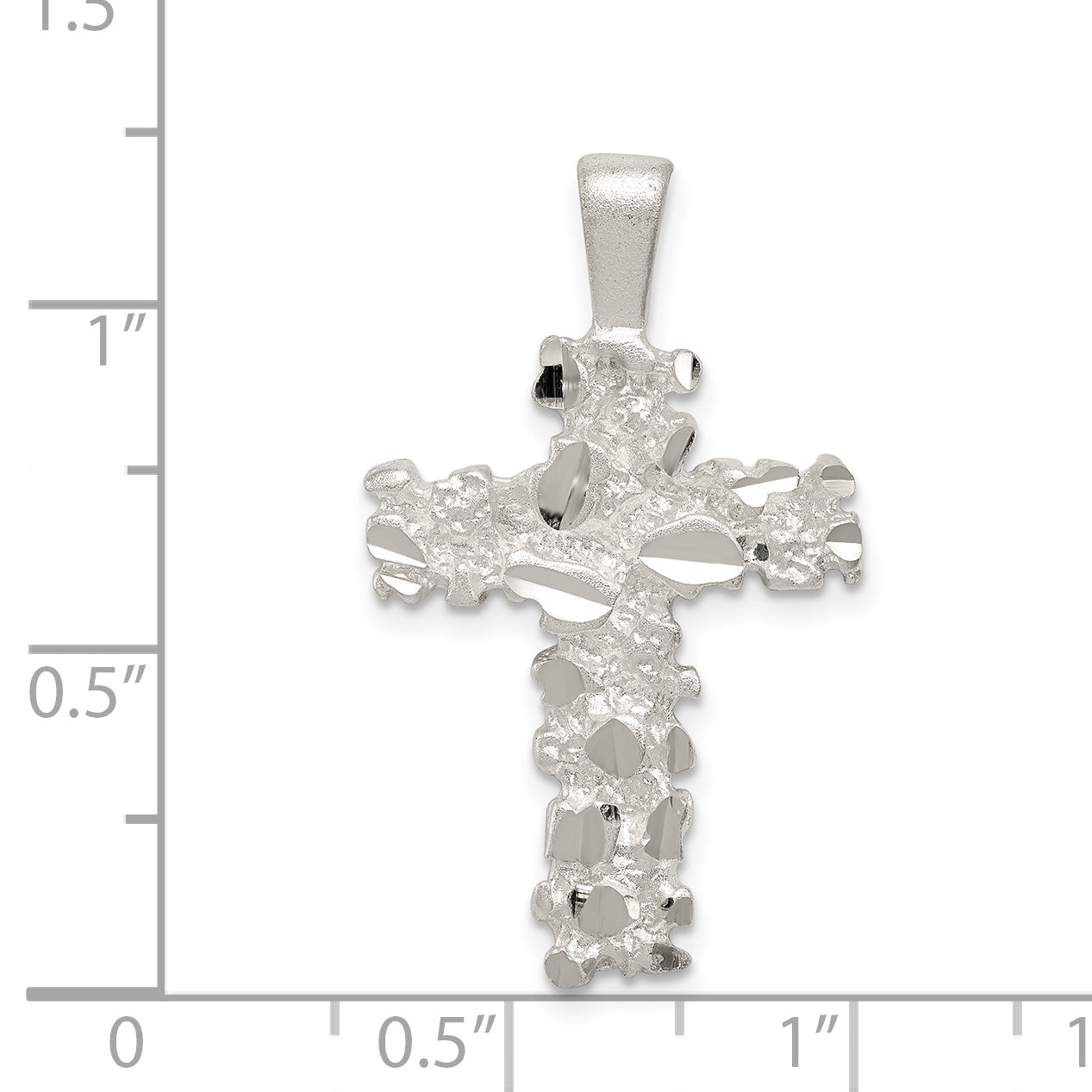 Sterling Silver Satin Finish Diamond-Cut Cross Pendant