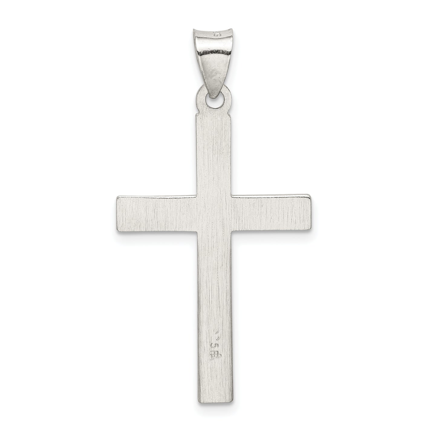 Sterling Silver Textured, Brushed And Polished Latin Cross Pendant