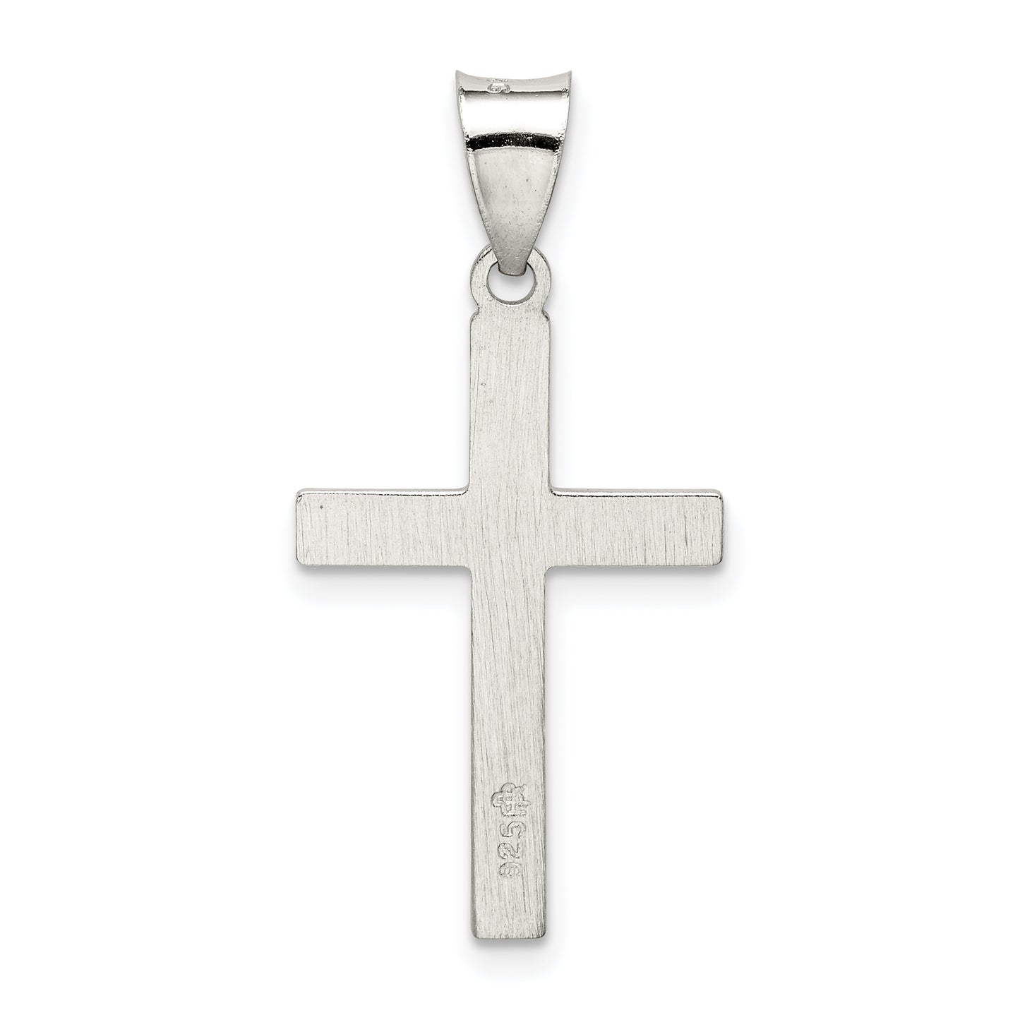 Sterling Silver Textured, Brushed And Polished Latin Cross Pendant