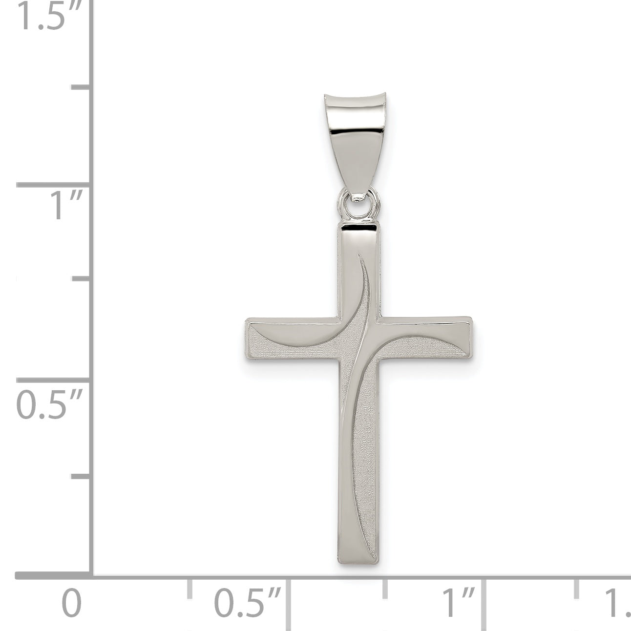 Sterling Silver Textured, Brushed And Polished Latin Cross Pendant