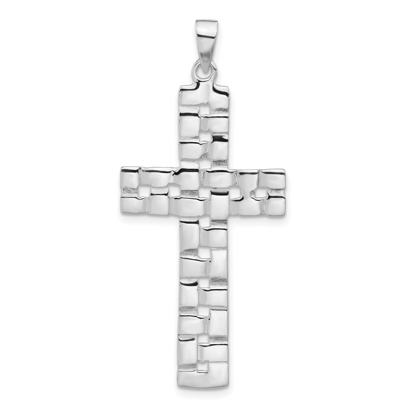 Sterling Silver Polished Woven Cross Pendant