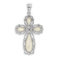 Sterling Silver Rhodium-Plated Mother Of Pearl Cross Pendant