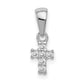 Sterling Silver Rhodium-Plated Polished Cz Cross Pendant