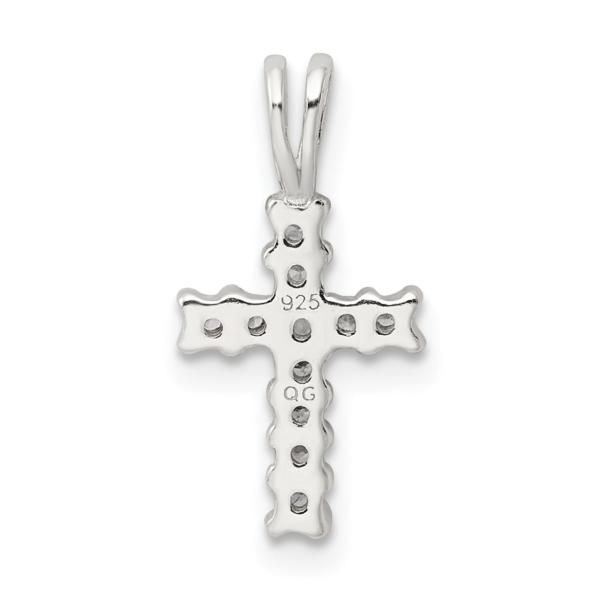 Sterling Silver Polished Cz Cross Pendant