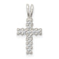 Sterling Silver Polished Cz Cross Pendant