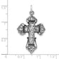 Sterling Silver Polished, Antiqued & Textured Cut-Out Cross Pendant