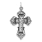 Sterling Silver Polished, Antiqued & Textured Cut-Out Cross Pendant