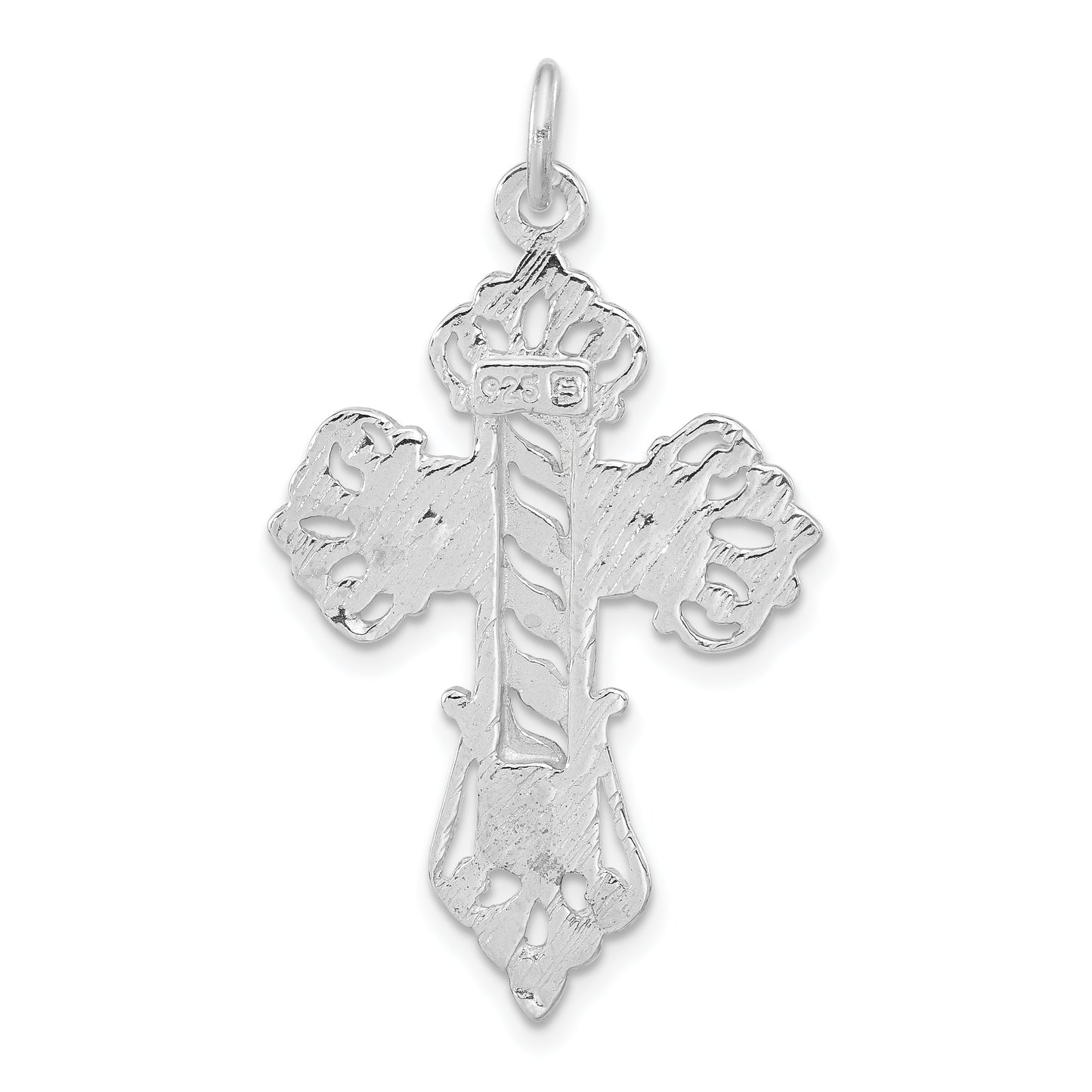 Sterling Silver Polished & Textured Cut-Out Cross Pendant