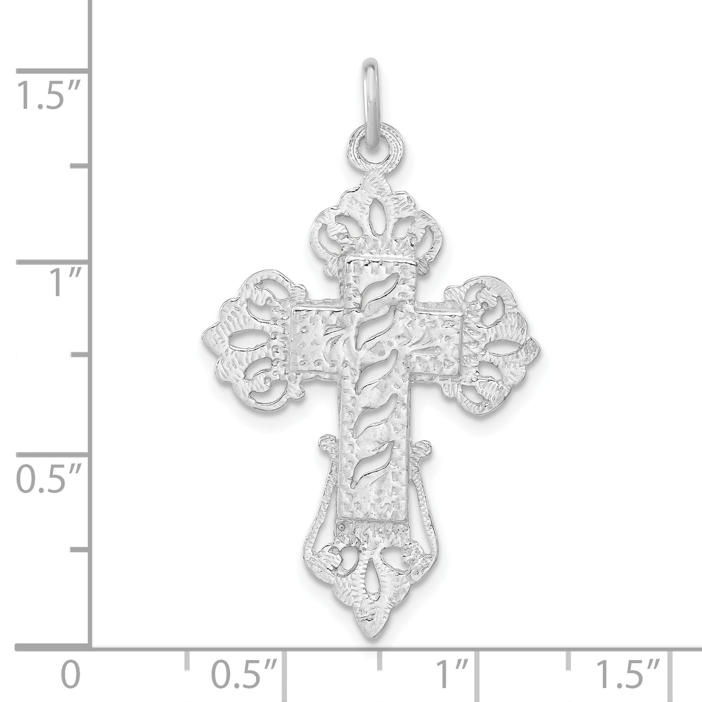 Sterling Silver Polished & Textured Cut-Out Cross Pendant