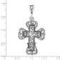 Sterling Silver Polished & Antiqued S Design Cross Pendant