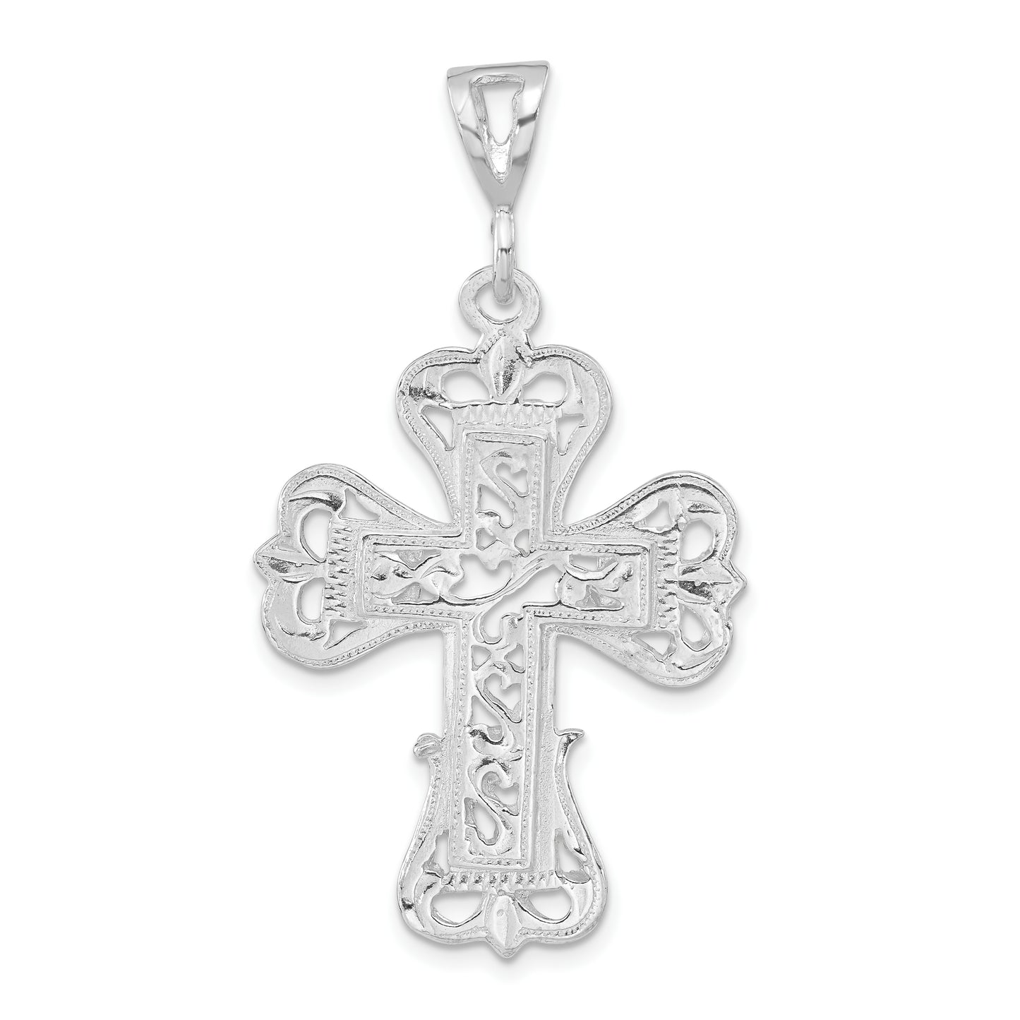 Sterling Silver Polished S Design Cross Pendant