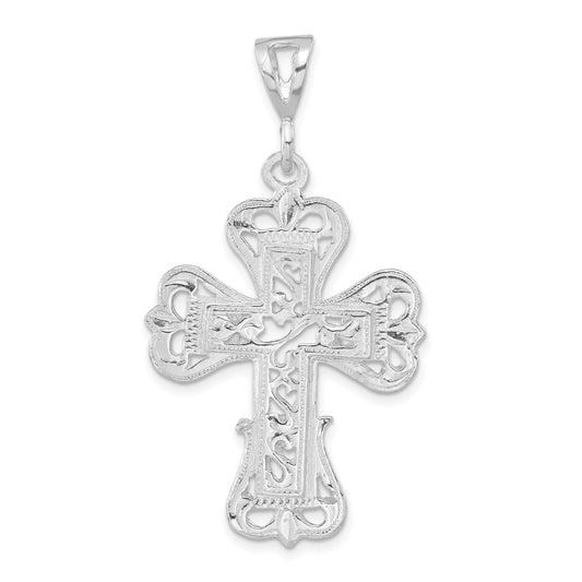 Sterling Silver Polished S Design Cross Pendant