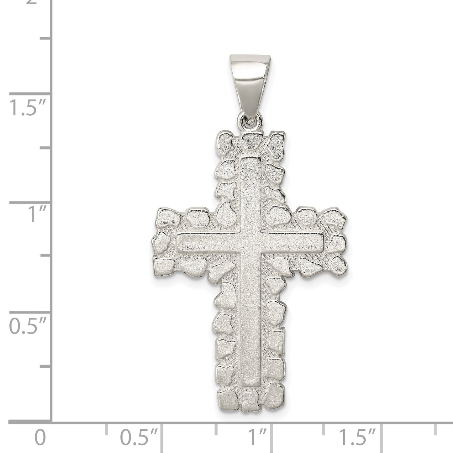 Sterling Silver Polished Outlined Cross Pendant