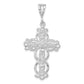 Sterling Silver Polished & Textured Bow Bell Heart Cross Pendant