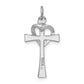 Sterling Silver Rhodium-Plated & Gold-Tone Polished Cross W/Heart Pendant