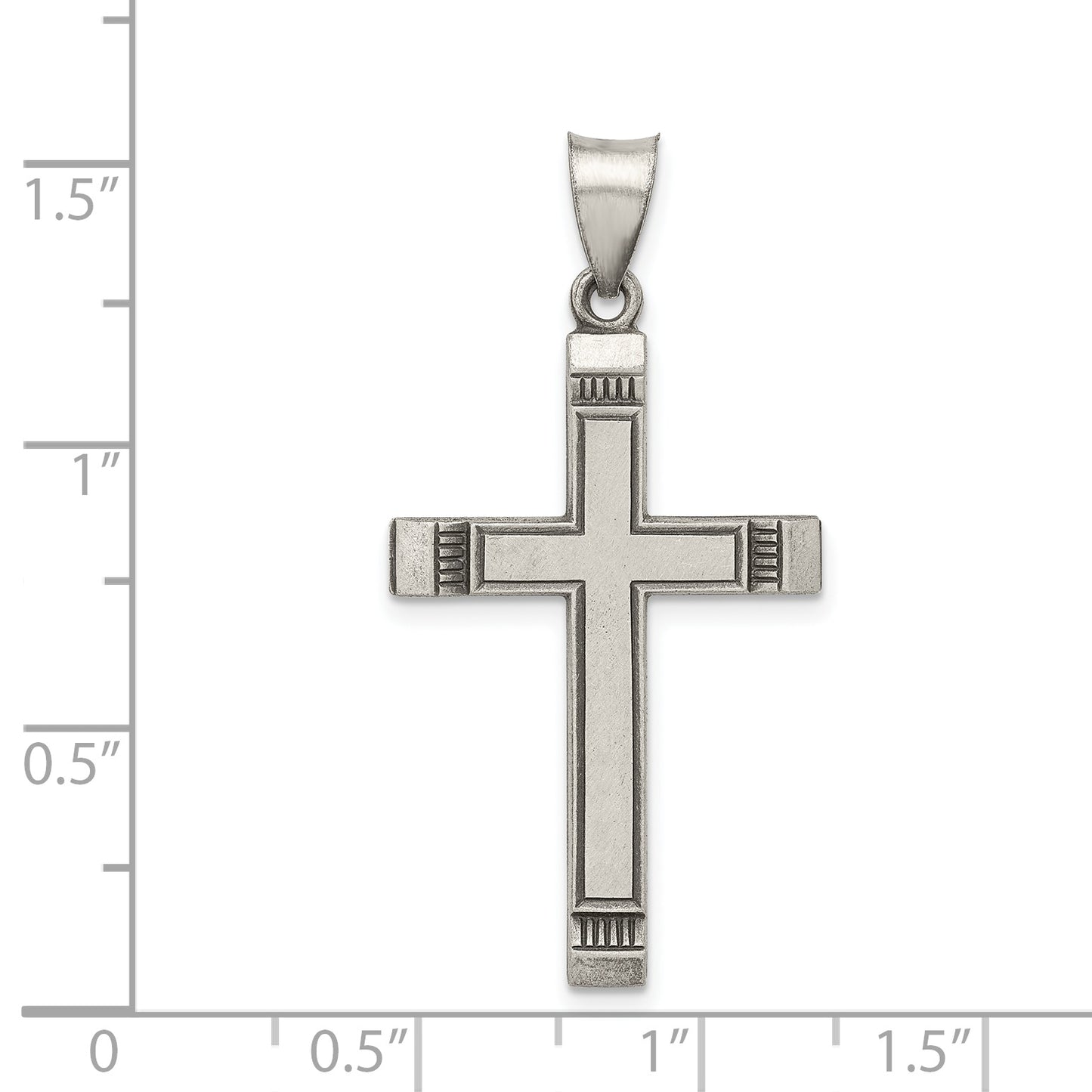 Sterling Silver Antiqued, Polished And Brushed Latin Cross Pendant