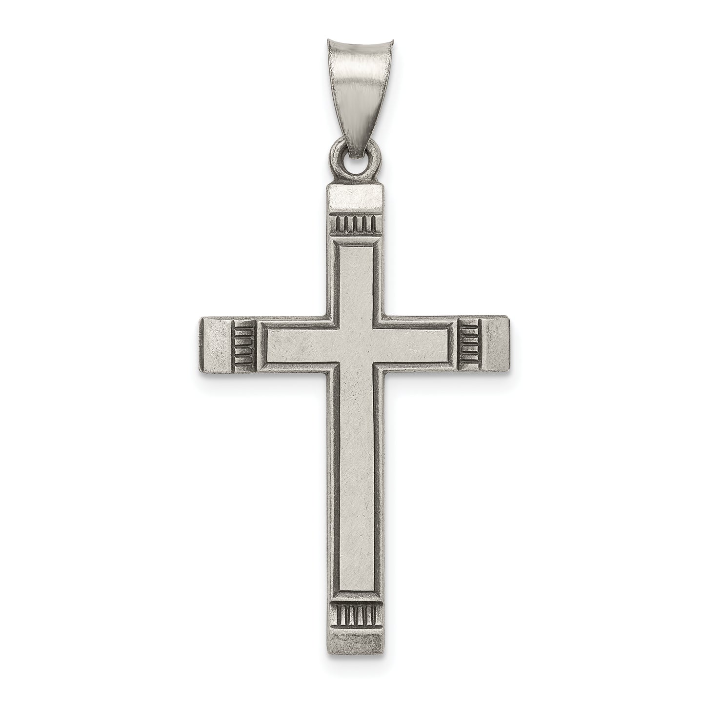 Sterling Silver Antiqued, Polished And Brushed Latin Cross Pendant