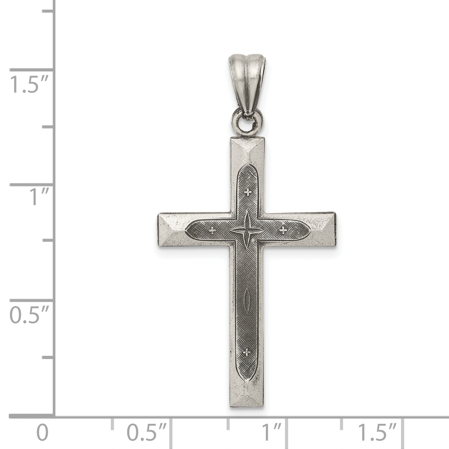 Sterling Silver Antiqued, Polished And Brushed Latin Cross Pendant