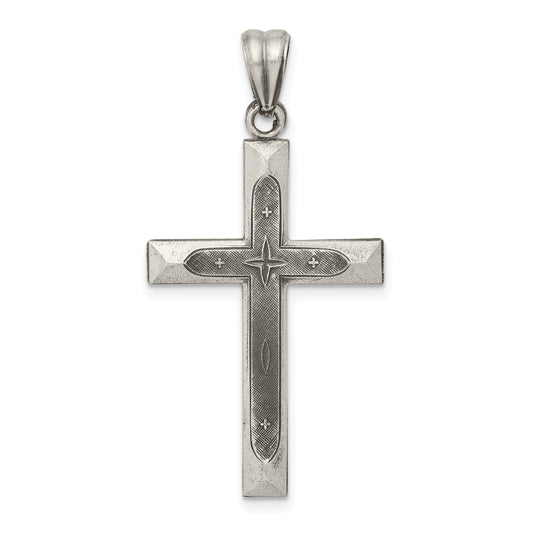 Sterling Silver Antiqued, Polished And Brushed Latin Cross Pendant