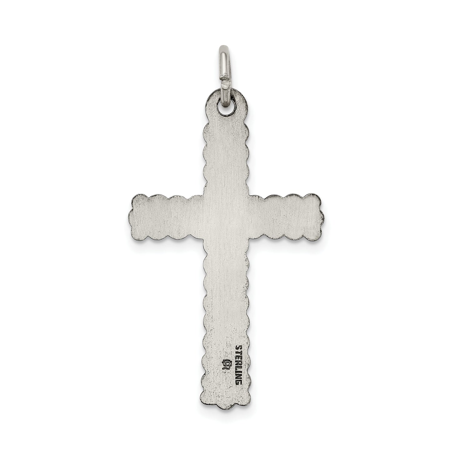 Sterling Silver Antiqued, Textured And Brushed Latin Cross Pendant