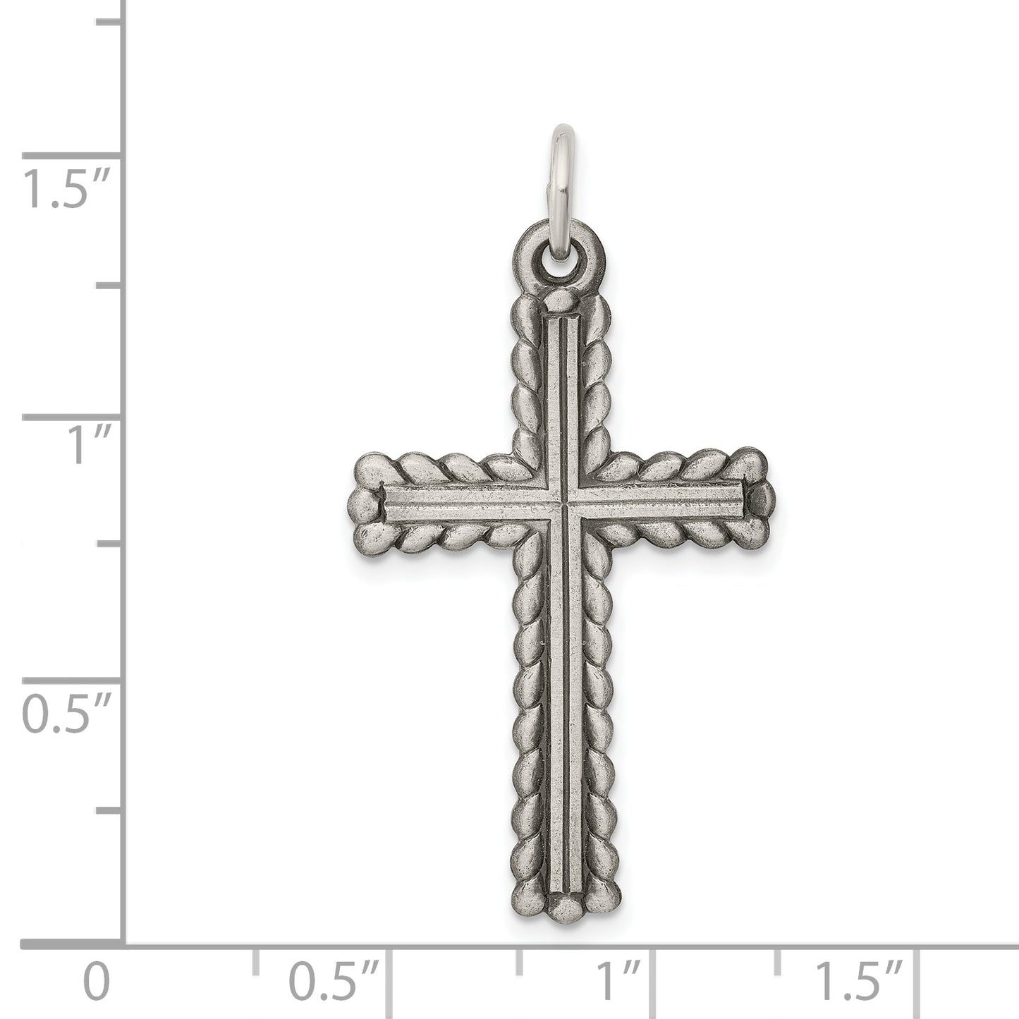 Sterling Silver Antiqued, Textured And Brushed Latin Cross Pendant