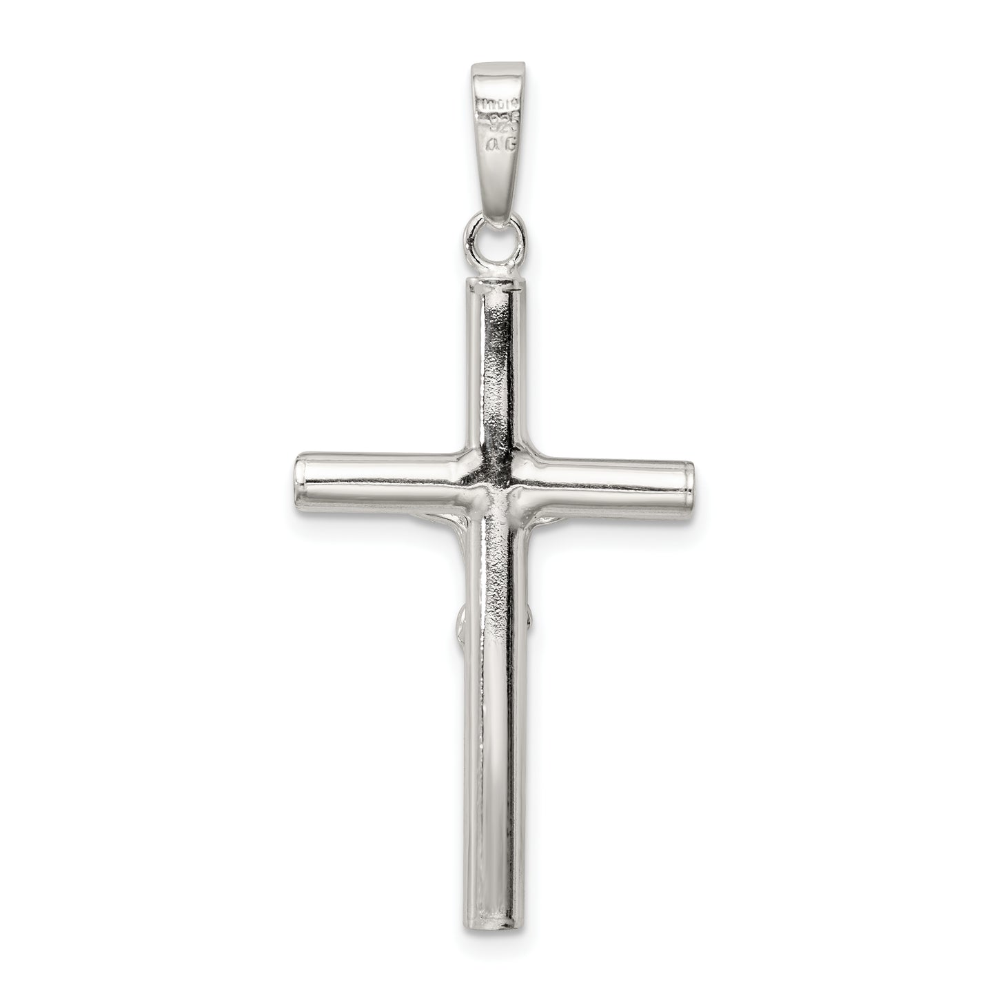 Sterling Silver Polished Hollow Crucifix Cross Pendant