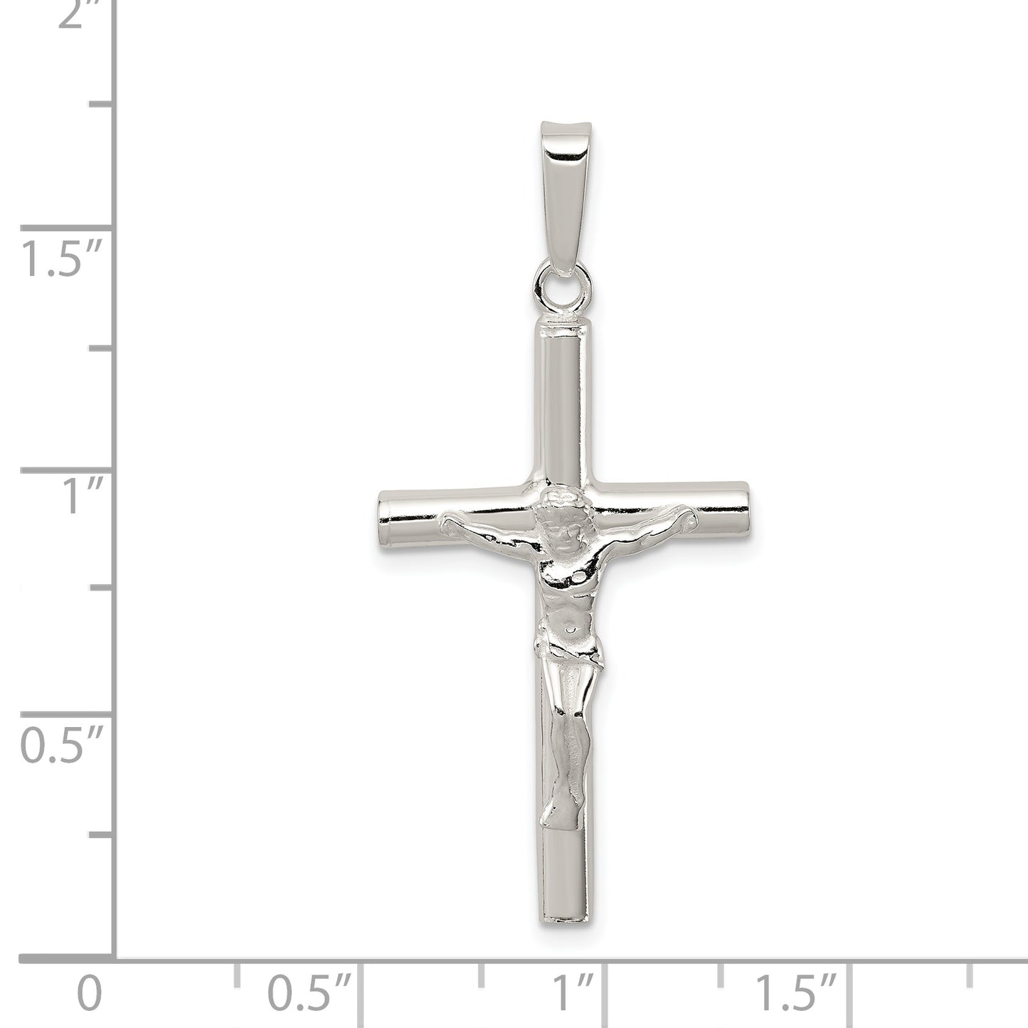 Sterling Silver Polished Hollow Crucifix Cross Pendant