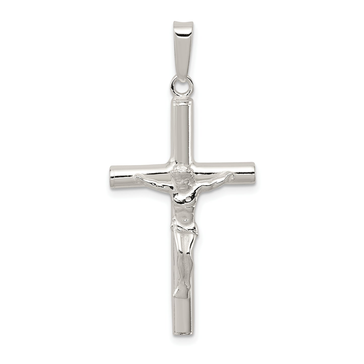 Sterling Silver Polished Hollow Crucifix Cross Pendant