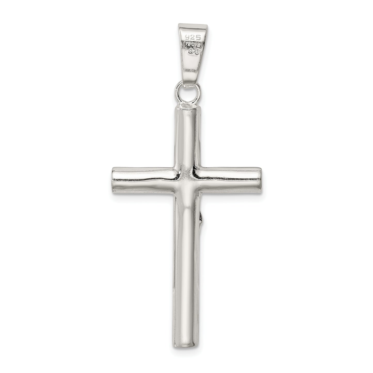 Sterling Silver Polished Hollow Crucifix Cross Pendant