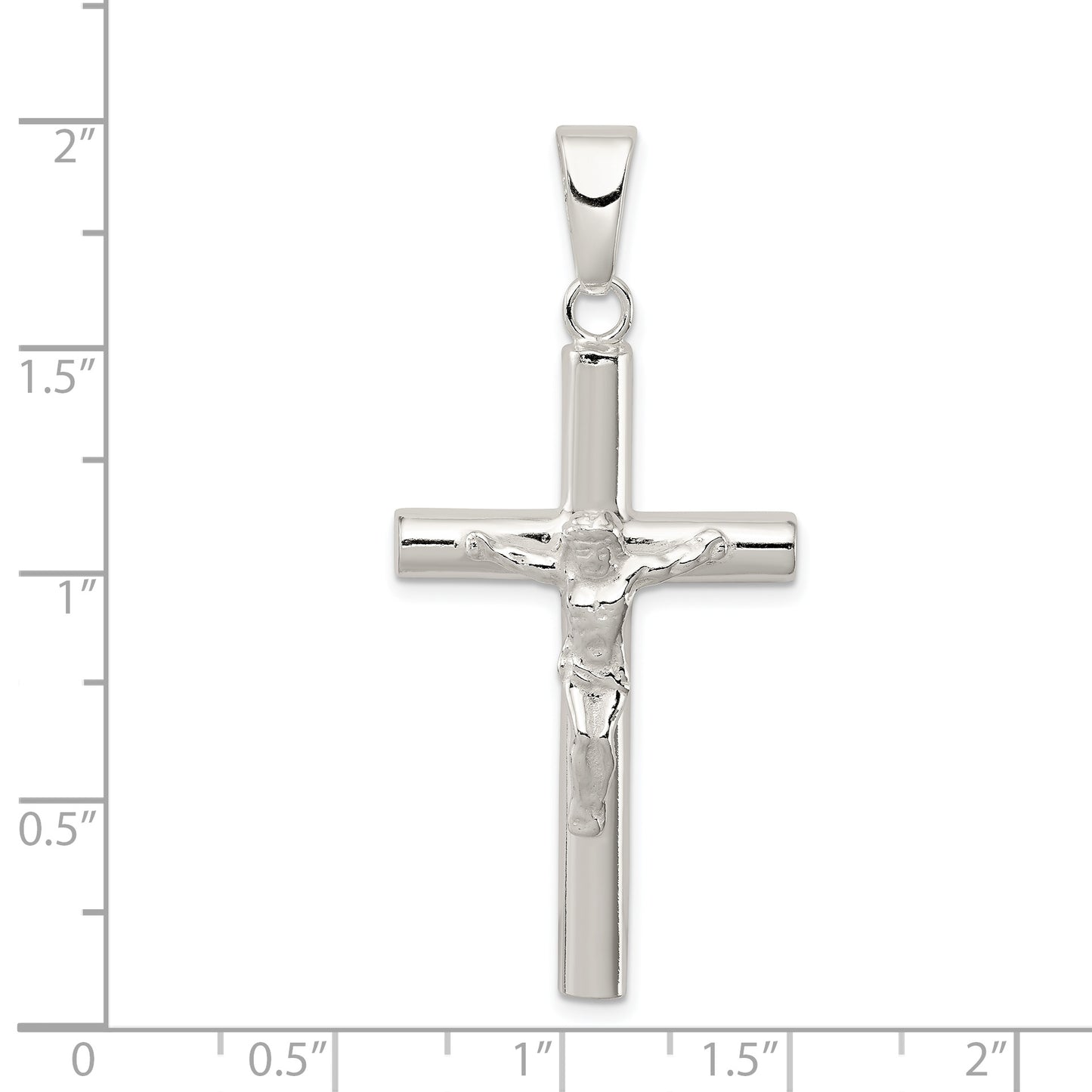 Sterling Silver Polished Hollow Crucifix Cross Pendant