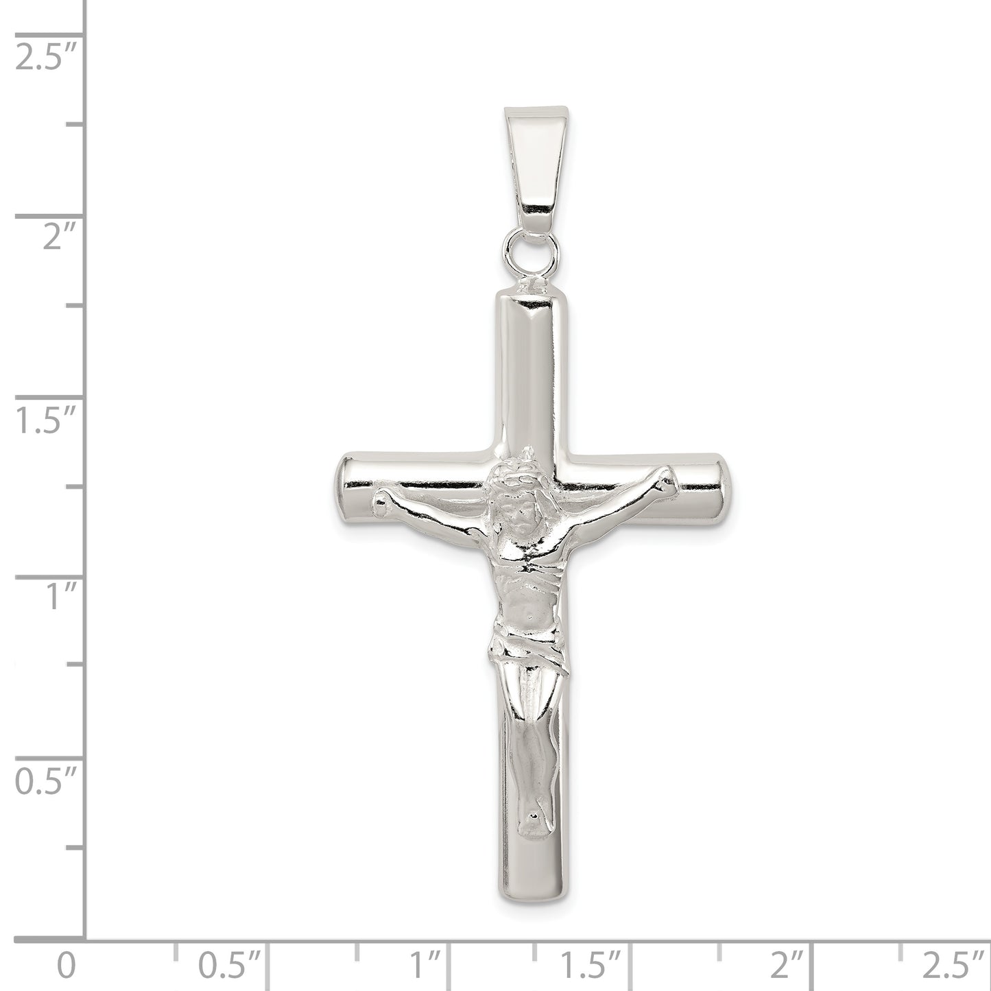 Sterling Silver Polished Hollow Crucifix Cross Pendant