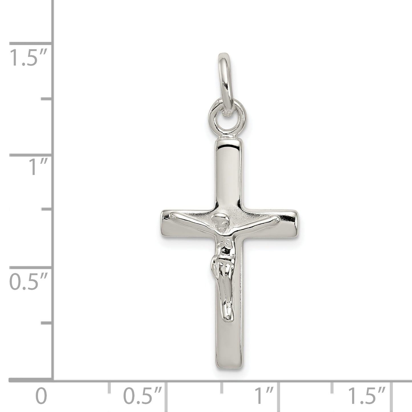 Sterling Silver Polished Crucifix Cross Pendant