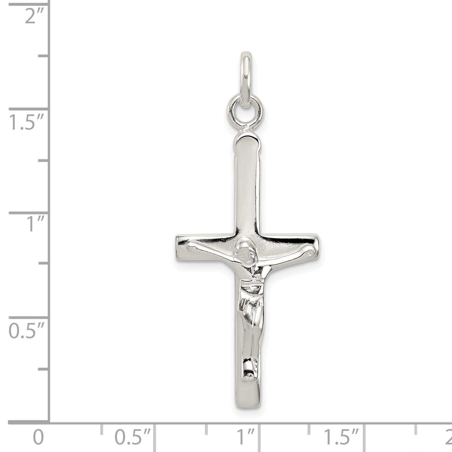 Sterling Silver Polished Crucifix Cross Pendant