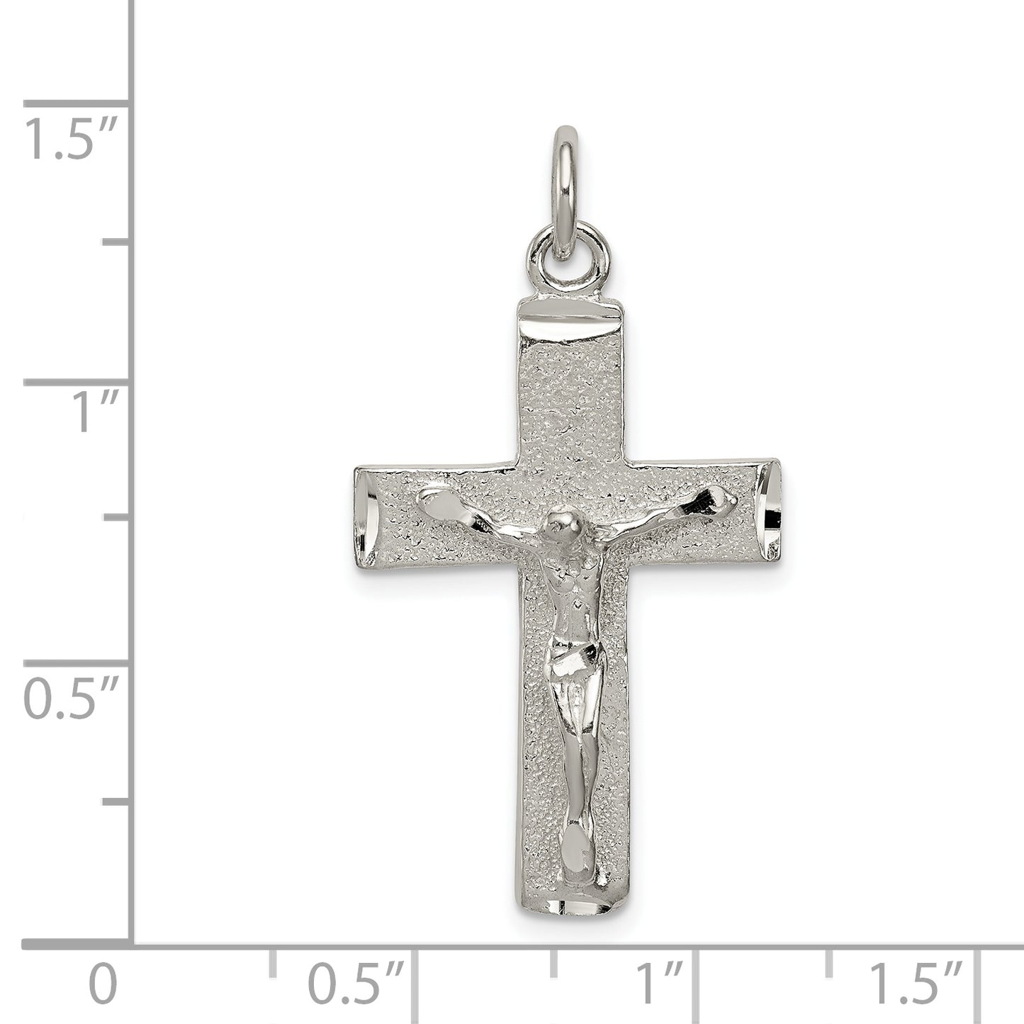 Sterling Silver Polished Squared Cross Crucifix Pendant