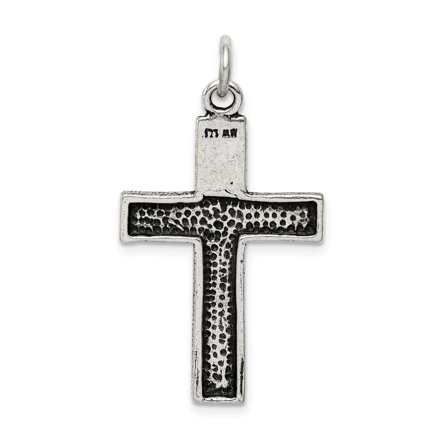 Sterling Silver Antiqued Squared Cross Crucifix Pendant