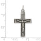 Sterling Silver Antiqued Squared Cross Crucifix Pendant