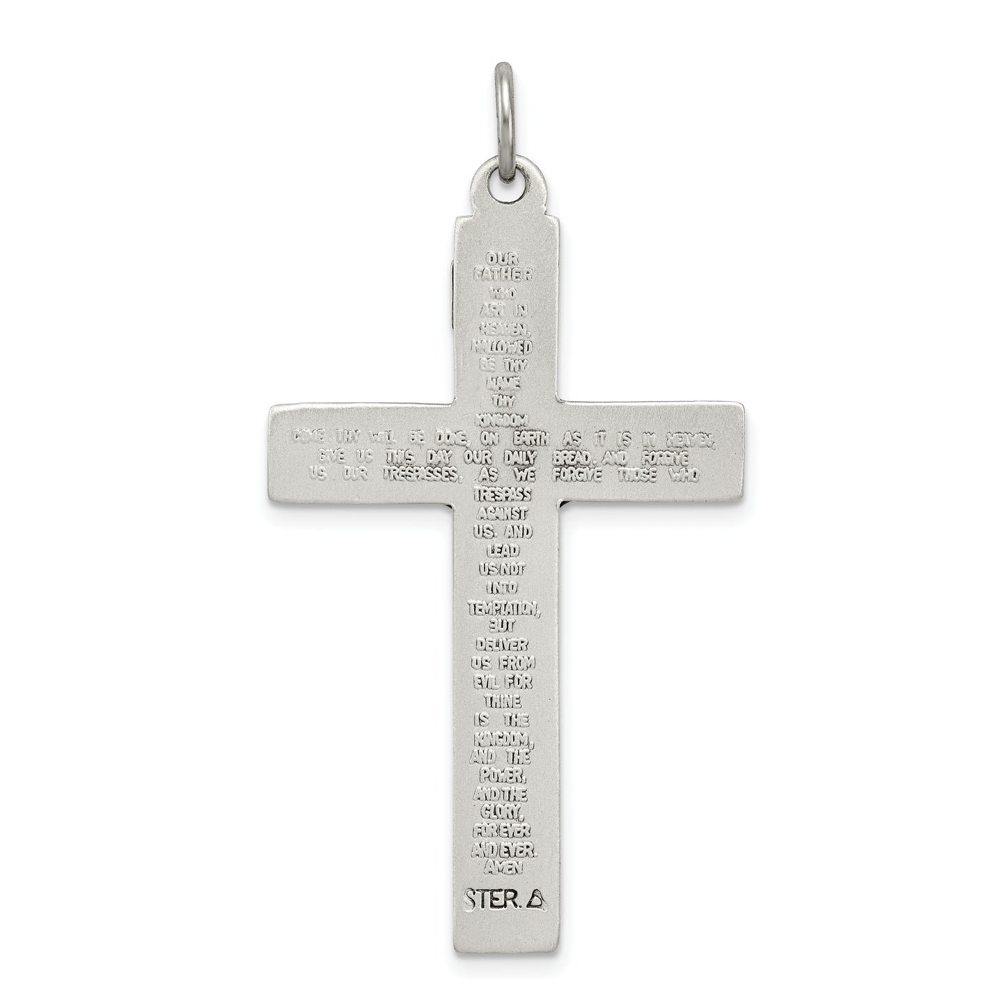 Sterling Silver Inri Crucifix Cross W/ Prayer Pendant