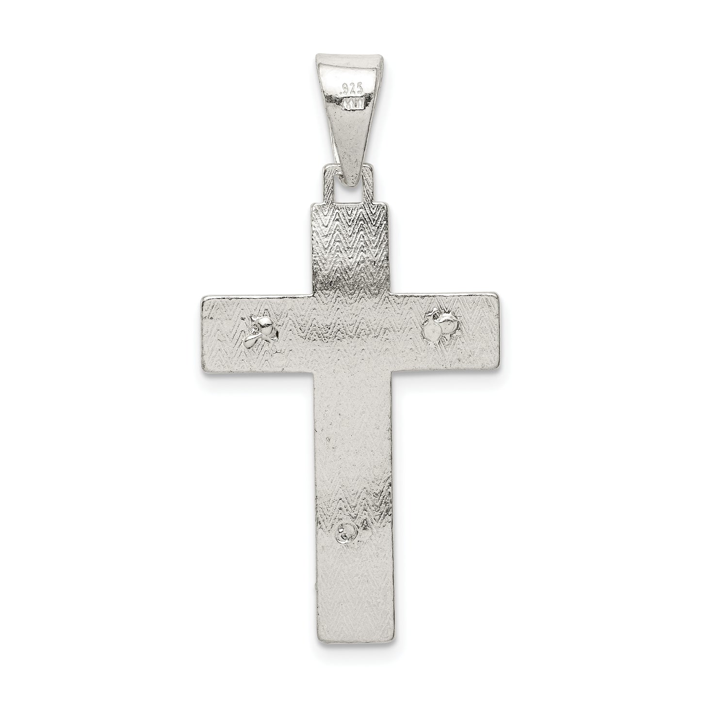 Sterling Silver Polished Box Cross Crucifix Pendant